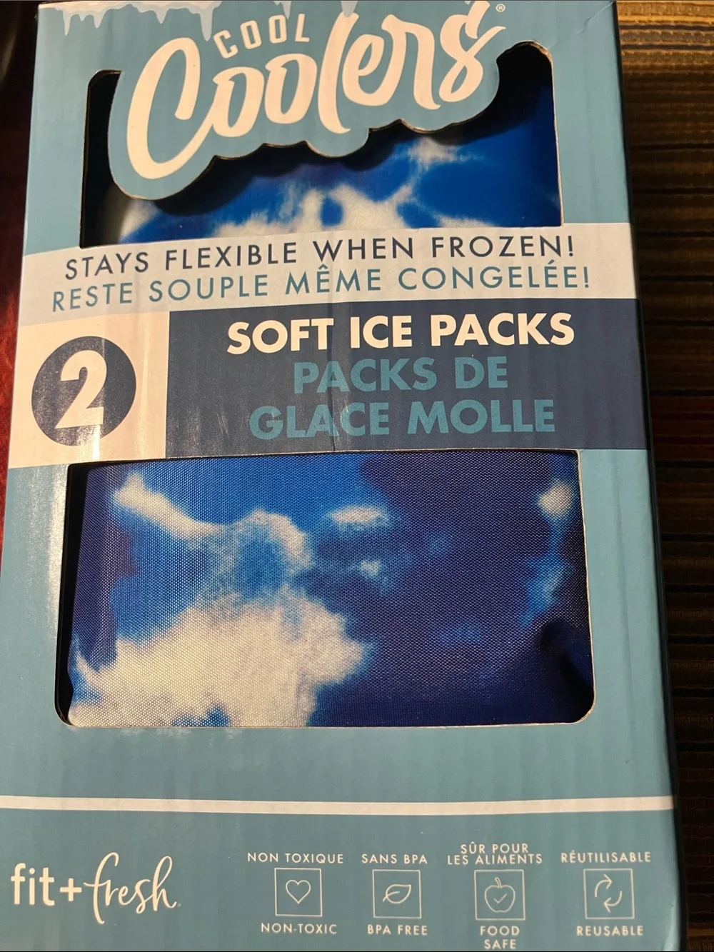 Cool Coolers Soft Ice Packs (Blue Tie-Dye) - 2 Pack-4 individual Ice packs total